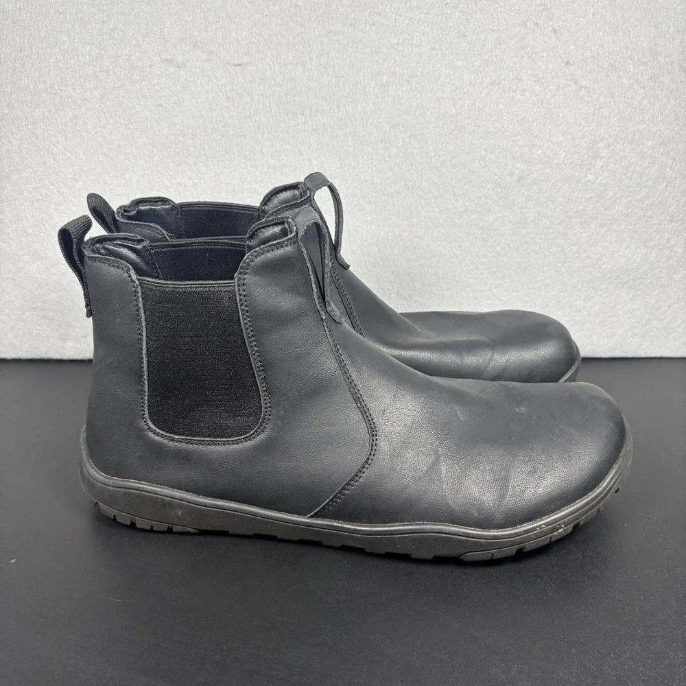 Pulltop Barefoot Chelsea Boots Black Men's Size 11 EU 44 Wide Toe Box Minimalist